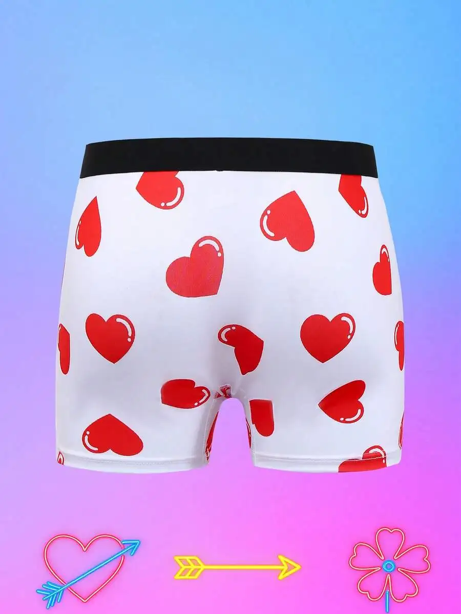 Valentines Day Heart Print Mid-Rise Briefs For Women