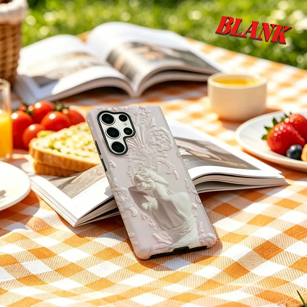Pink Classical Statue For Samsung Galaxy Phone Case S23 A57 S20 S25 FE S26 Plus S24 Ultra A56 A37 2-IN-1 Shockproof Bumper