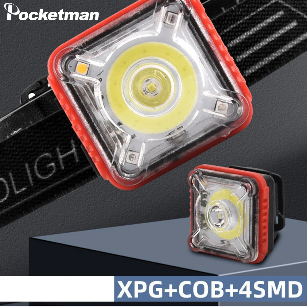 

Portable COB LED Headlamp Mini Cap Clip Light USB Rechargeable Headlight Work Light Camping Head Lamp with Magnet/Battery