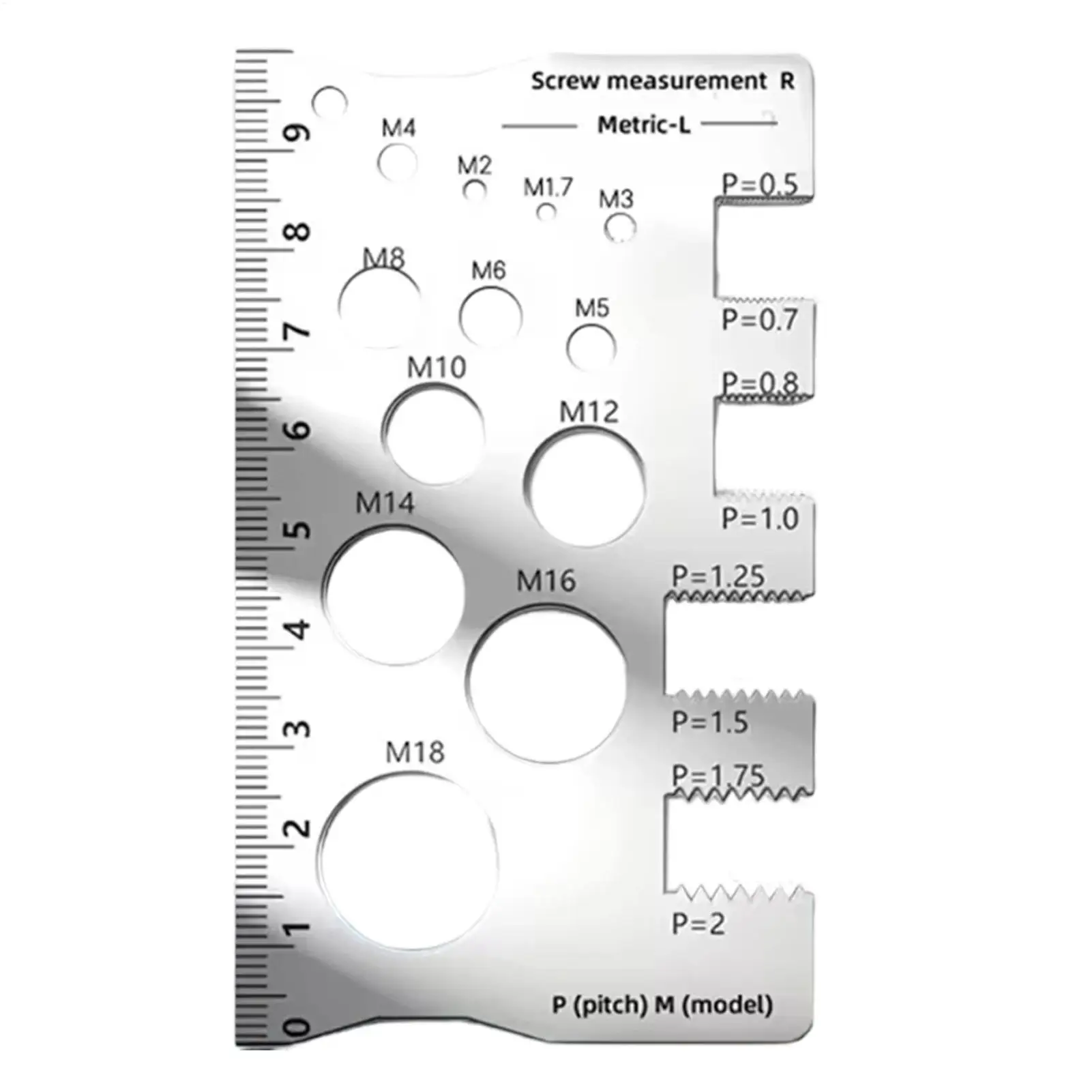 Bolt Measuring Tool Thread Checker Screw Measurement Ruler Double-Sided Screw Measuring Device for Jewelry Repair