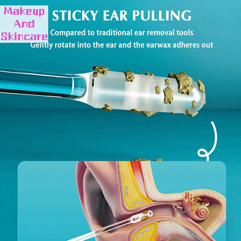 「Disposable Sticky Ear Swabs Pick Reusable Ear Cleaner Soft Silicone Ear Wax Removal Tool Earwax Remover For Olders Adult Kid」