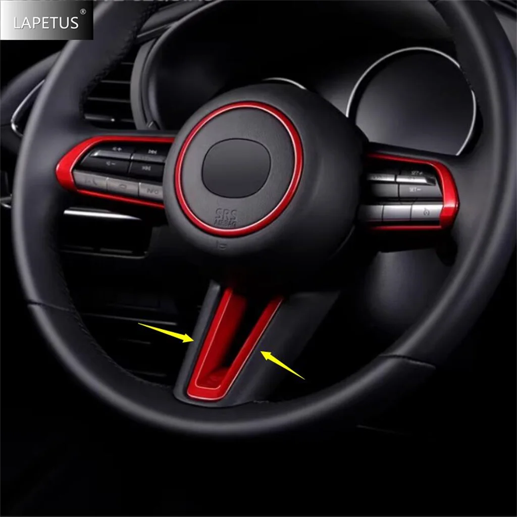 

For Mazda 3 2019 - 2025 / CX-30 2020 - 2025 Carbon Fiber / Red Auto Steering Wheel Bottom Frame Cover Trim Interior Accessories