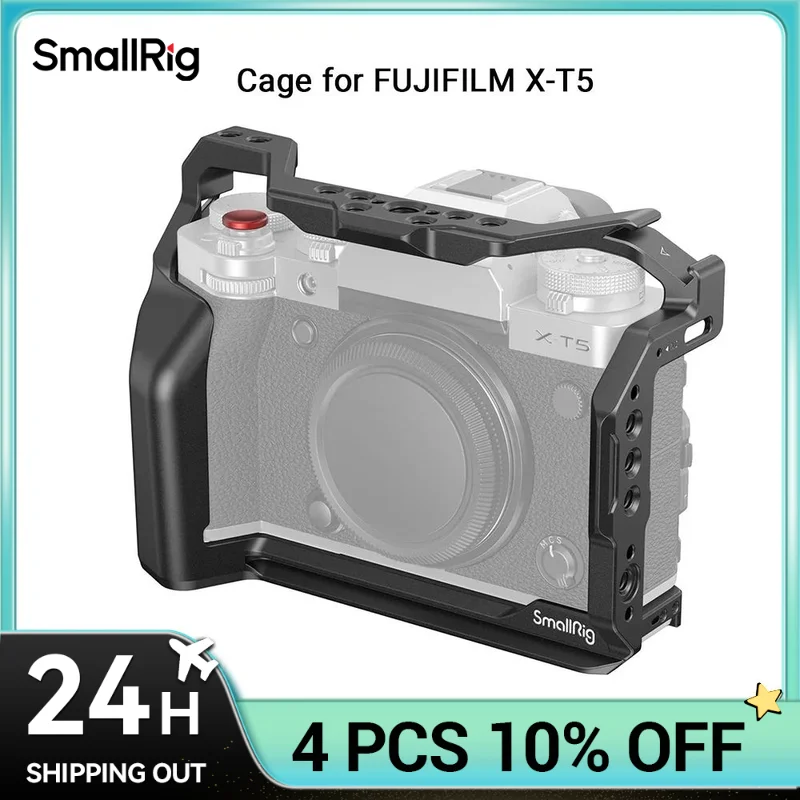 SmallRig X-T5 Camera Cage for FUJIFILM, Aluminum Camera Rig for Fujifilm XT5 Built-in NATO Rails Quick Release Plate for Arca