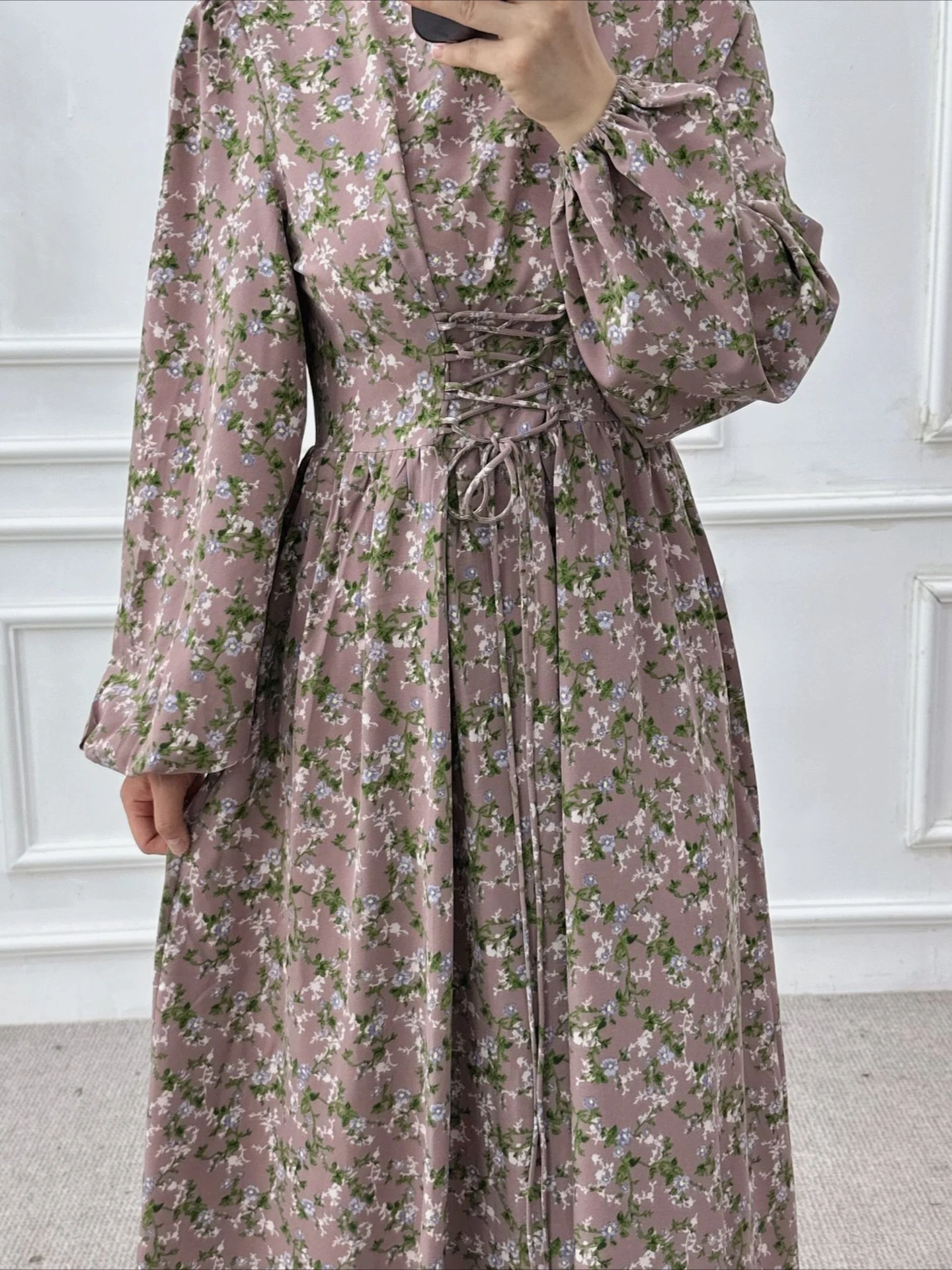 Eid femmes Robe musulmane Abaya imprimer Flroal pansement robes Largos fête Caftan Jalabiya Ramadan robes dubaï Robe arabe 2025