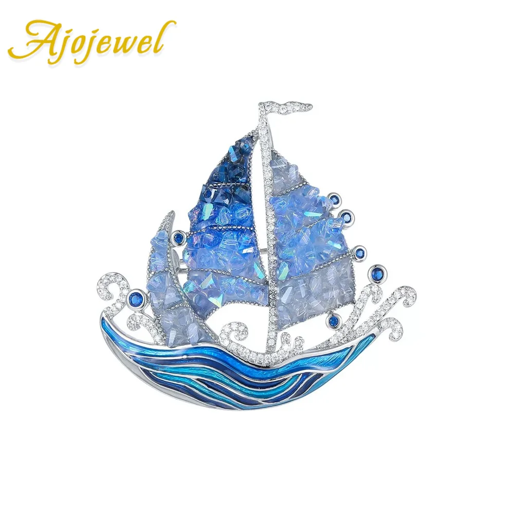 Ajojewel Blue Crystal Sailboat Jewelry Decoration Birthday Guest Gifts 2026 New Model