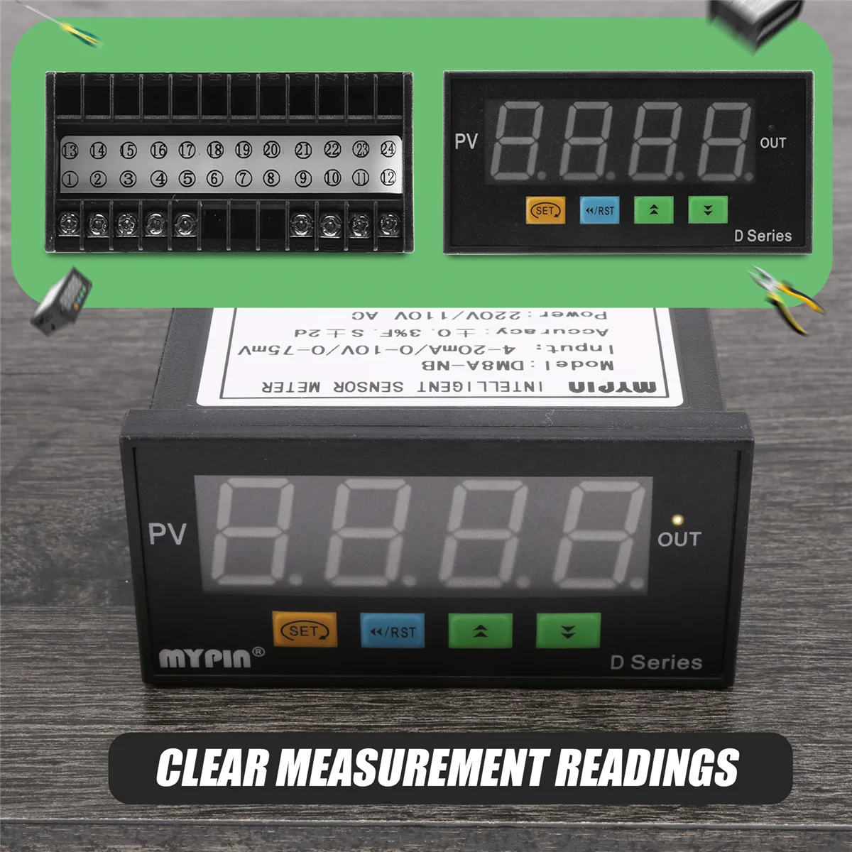 mypin Digital Sensor Meter Multi-Functional Intelligent Led Display 0-75Mv/4-20Ma/0-10V Input HOT