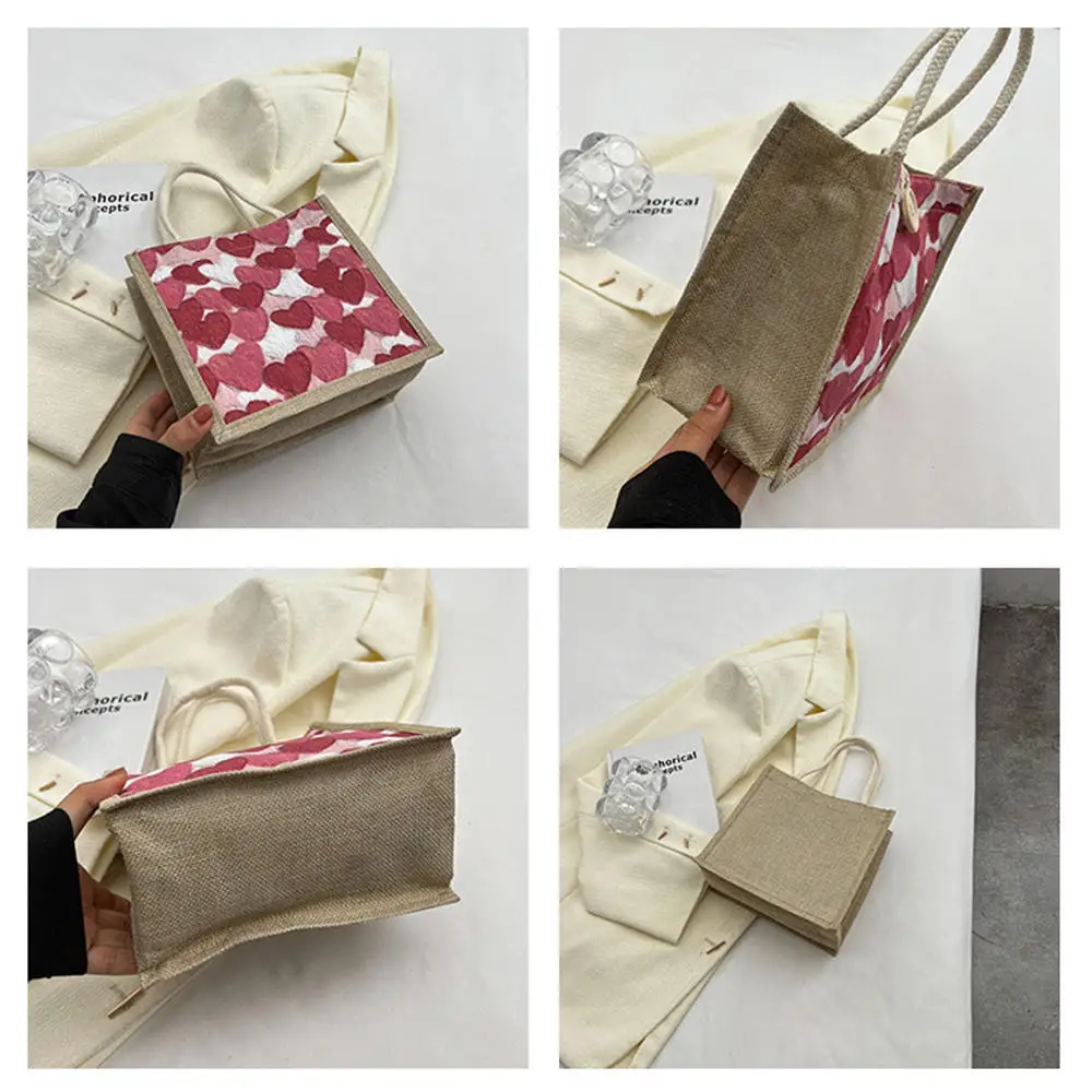 Bolso de mano de lino de gran capacidad para mujer, bolsa de comestibles reutilizable, bolsos casuales, organizador de playa, bolsas de compras, bolsa de almuerzo, envío directo, nuevo