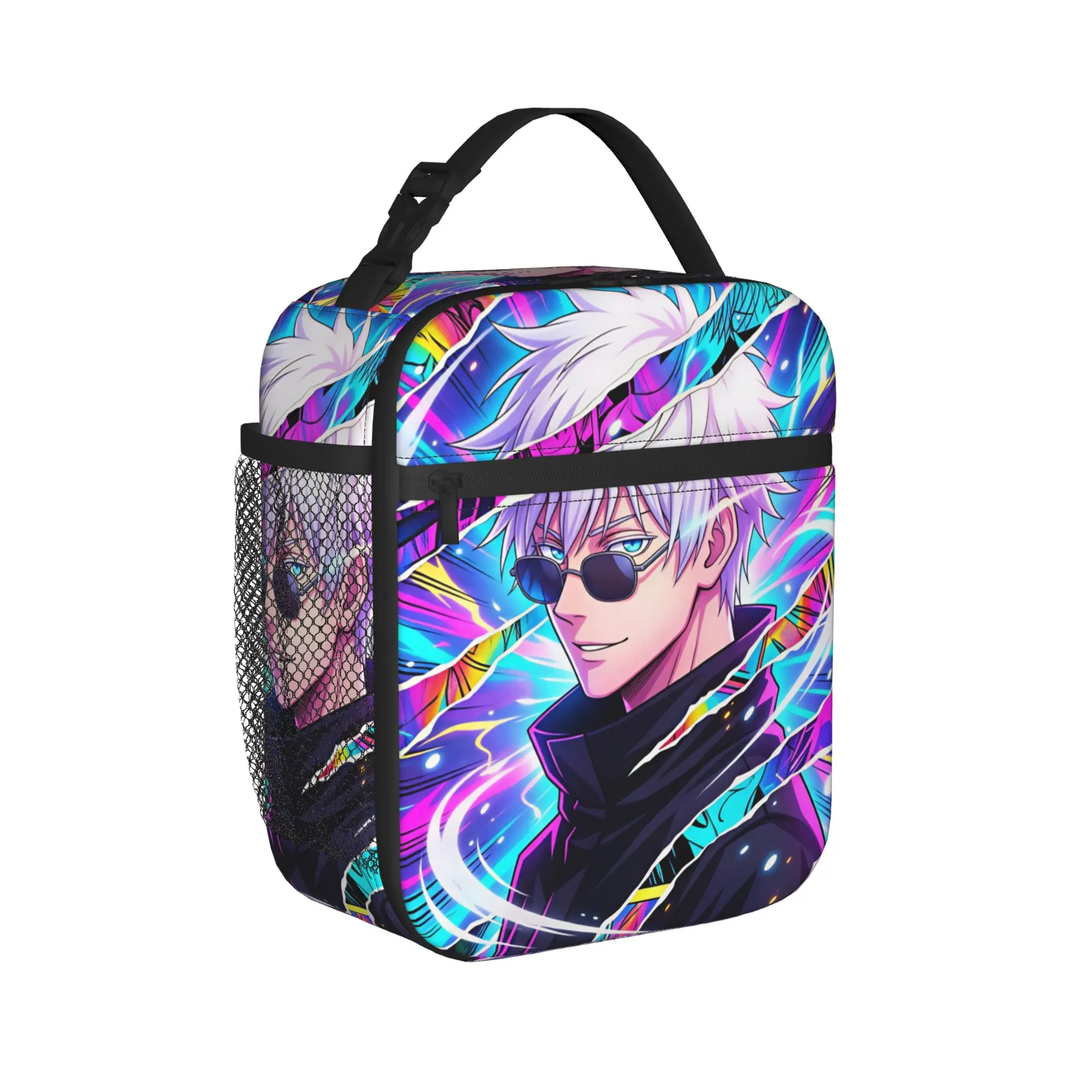 Satoru Gojo Comic Animation Lunch Bag  Travel Lunch Box For Women Casual Print Tote Food Bags Oxford Convenient Cooler Bag