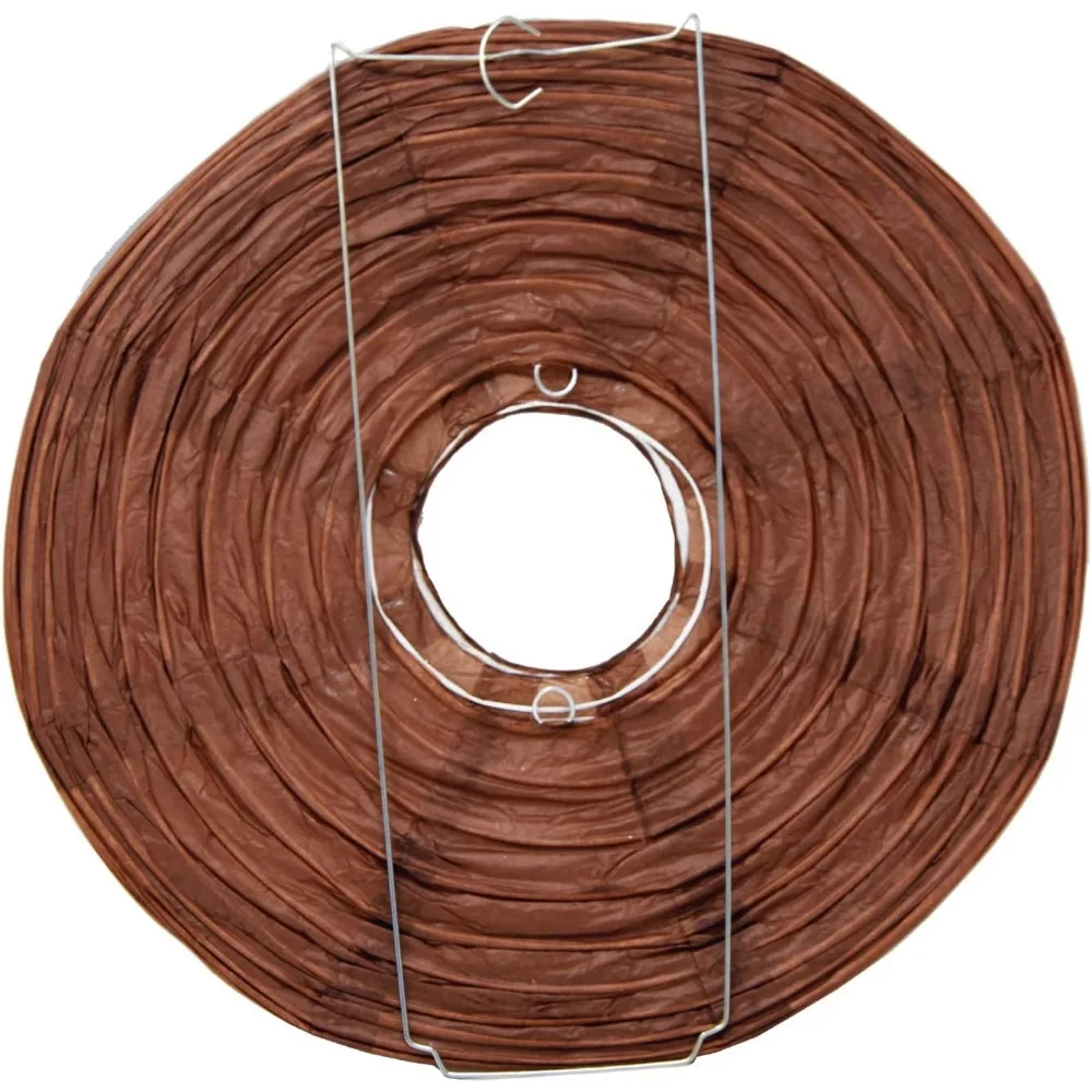 فوانيس ورقية بنية لتزيين حفلات الزفاف - 12 في 10 فوانيس يابانية مستديرة صينية لتزيين السقف المعلق