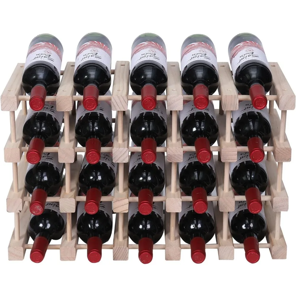 

Compact Stackable Wooden Wine Cabinet for Countertop, Holds 20 Bottles, Freestanding Floor Wine Storage