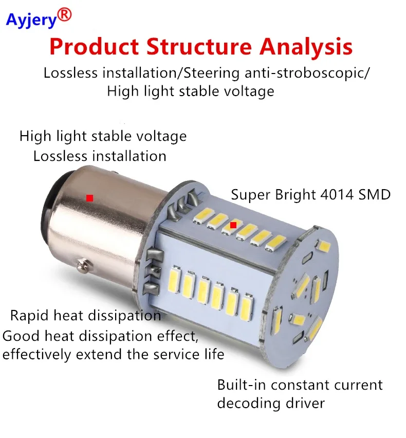 Ayyery lampu rem strobo 12V 1157, 10 buah lampu rem strobo 4014 30SMD BAY15D bohlam Led DRL mundur, lampu sinyal belok parkir untuk sepeda motor