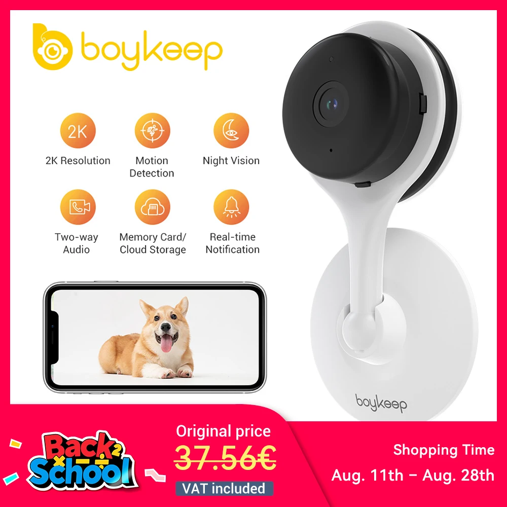 BoyKeep 3MP 5/2.4GHz WiFi Sicurezza domestica interna Mini telecamera IP Smart CCTV Telecamera per animali Monitor video per bambini Telecamera di sorveglianza 24/7