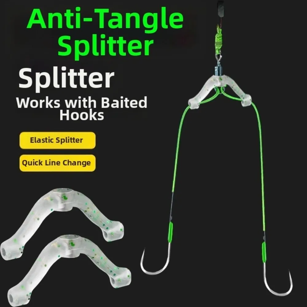 50pcs Anti-Tangle Design Fishing Line Connector Eight Type 50pcs Pack Double Hook Tying Tool Space Bean Contactor