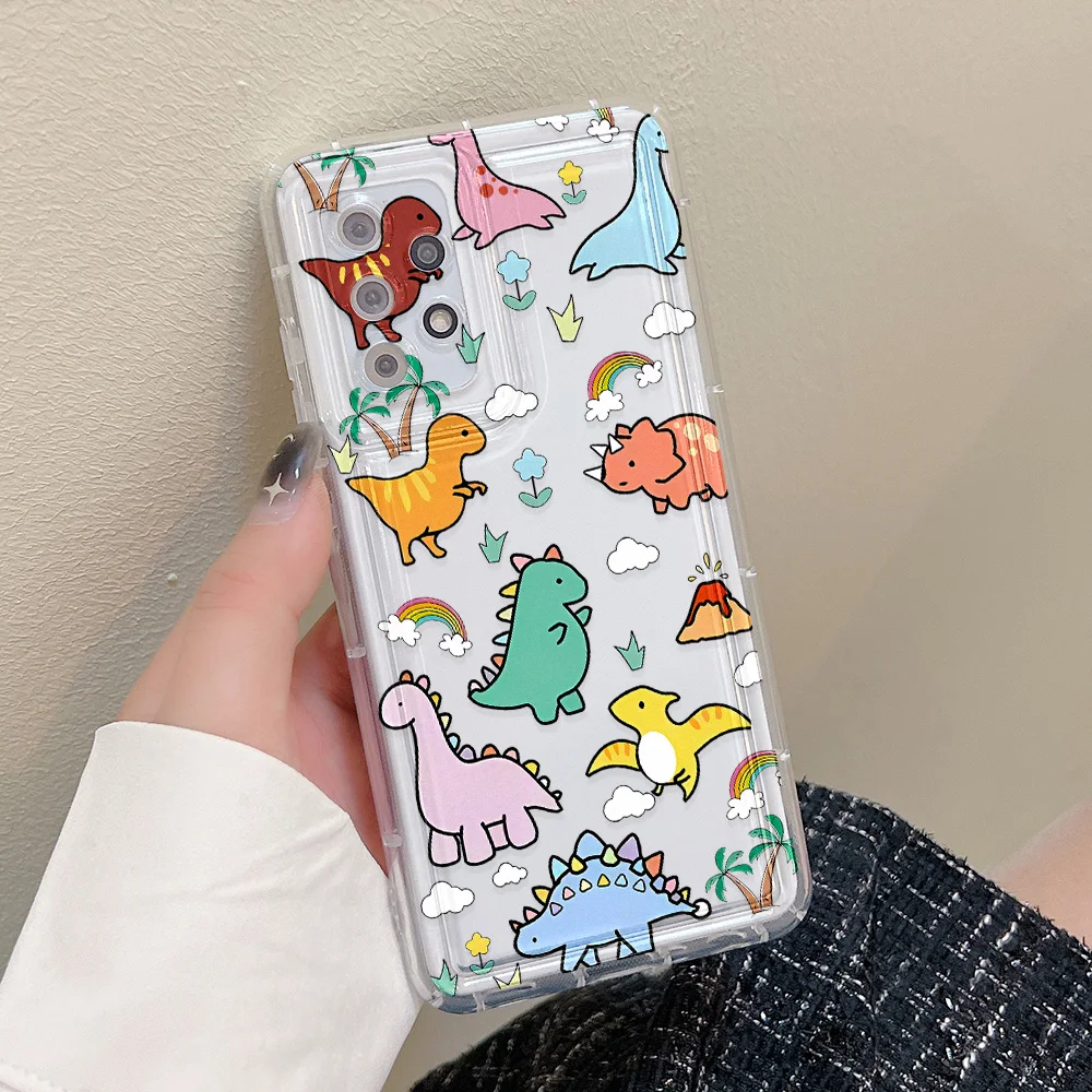 Cute Dinosaur Soft Case For Samsung A55 5G A 55 A54 A53 A35 A52 A52S A51 A15 A14 A13 A12 A50 A34 A33 A32 A23 A24 A21S Case Cover