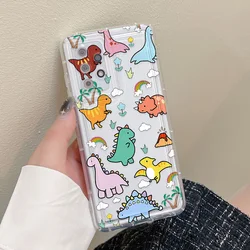 Cute Dinosaur Phone Case For Samsung Galaxy S24 Ultra S23 FE S22 Ultra S21 Plus S20 FE Cases Cartoon Painting Clear Cover Bumper