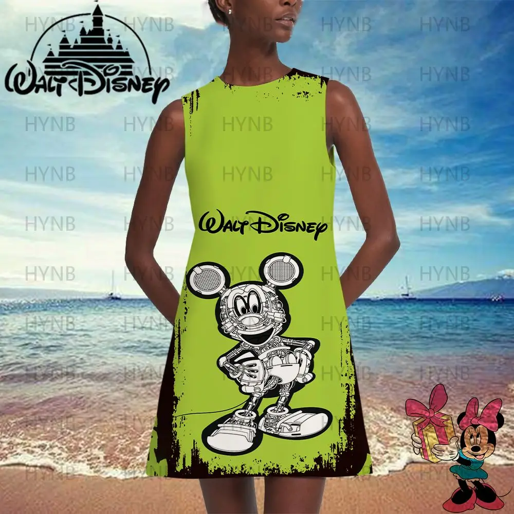 

Minnie Mouse Summer Dresses Woman 2022 Sleeveless African Women Mini Dress Y2k Print Beach Boho Disney Sexy Fashion Women's Cool