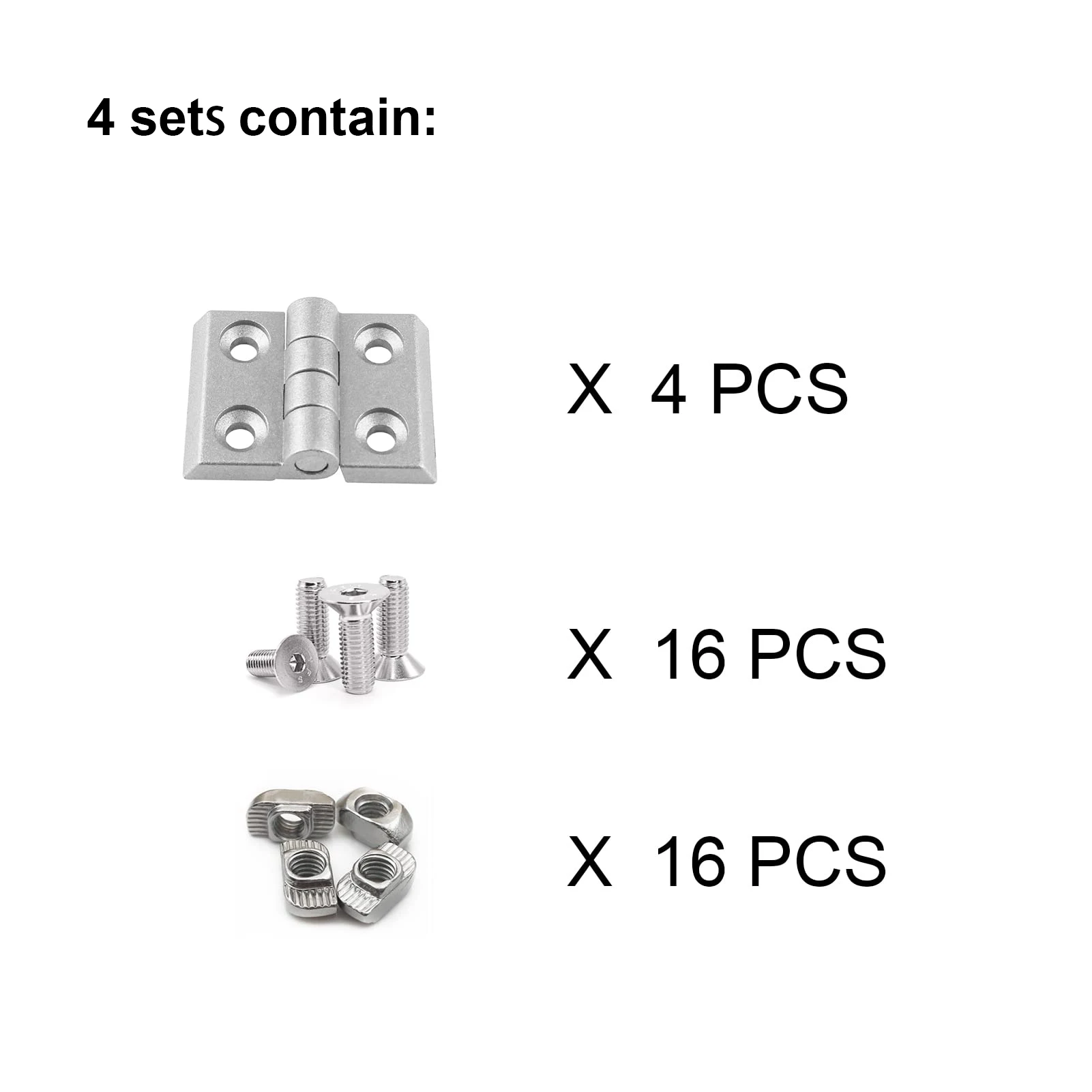 4Pcs 10 Series Aluminum Extrusion Profiles Frame Hinge Bracket with Bolts Nuts for 1010 Extruded 1 Inch Rail