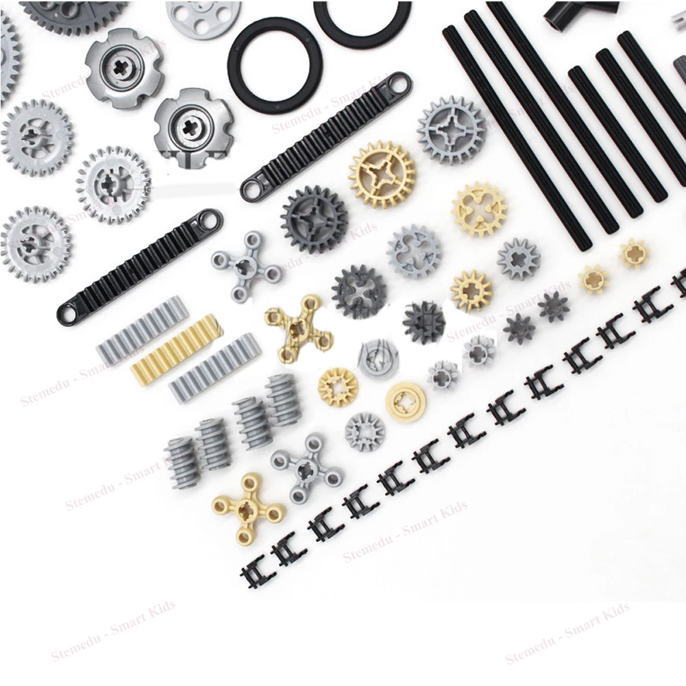 116 pezzi Technics Parts MOC Building Blocks - Ingranaggi, asse, perno, connettore, ruote, catena a maglie, cremagliera, set differenziale