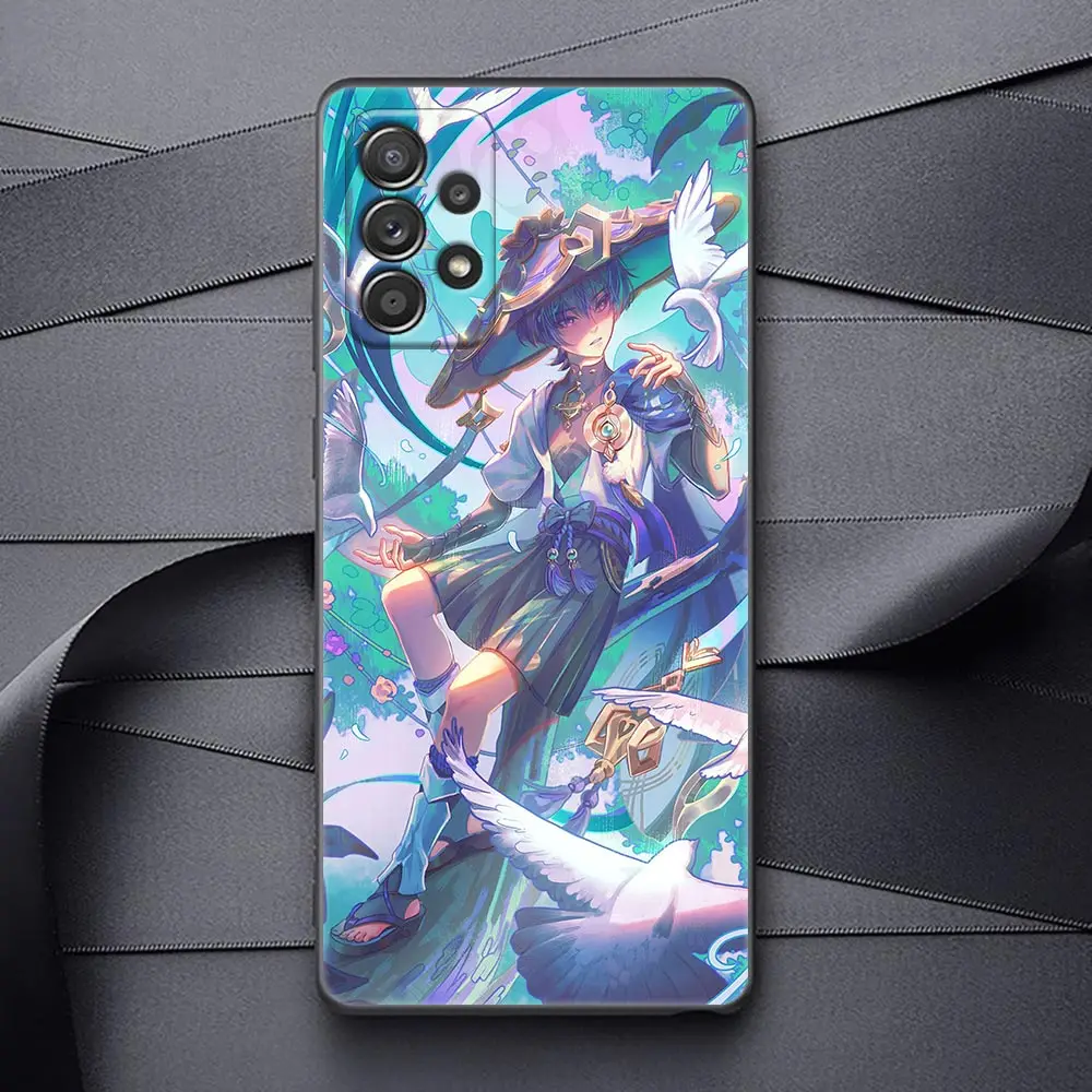 جراب هاتف Scaramouche Genshin تأثير ، غطاء لسامسونج غالاكسي A23 ، A13 ، A21s ، A24 ، A22 ، A14 ، A23 ، A11 ، A12 ، A03 ، A04s ، A01 ، A02