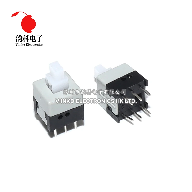 10PCS 8.5X8.5mm Mini Push button switch 6Pin Push Tactile Power Micro Switch Self lock On/Off button Latching switch 8.5*8.5mm