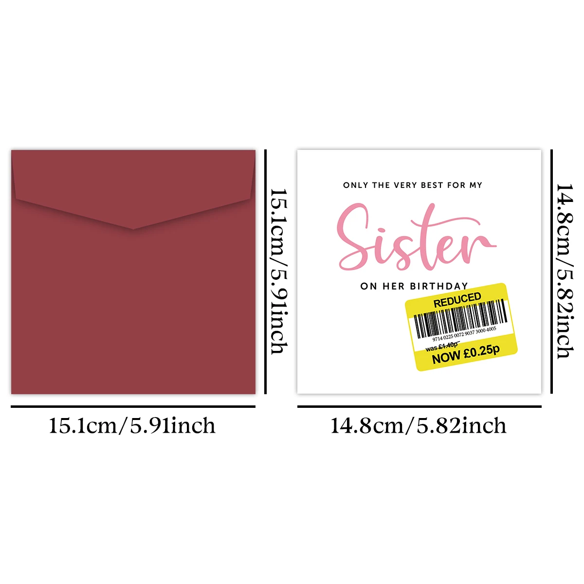 1 Stück lustige Geburtstagskarte für die Schwester, reduzierte Karte, humorvolle Geburtstagskarte für die Schwester mit Umschlag, Geburtstagsgeschenke für die Schwester. – Detail 4