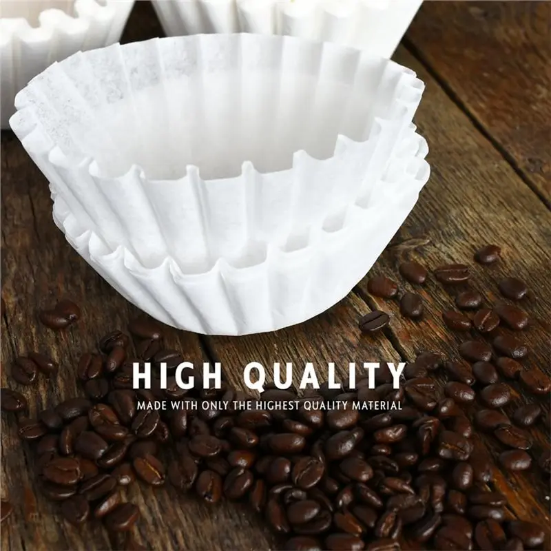 A67M-Disposable Paper Brew Coffee Filters 200PCS White For 4-6 Cup Coffee Makers 200 Count Basket Design