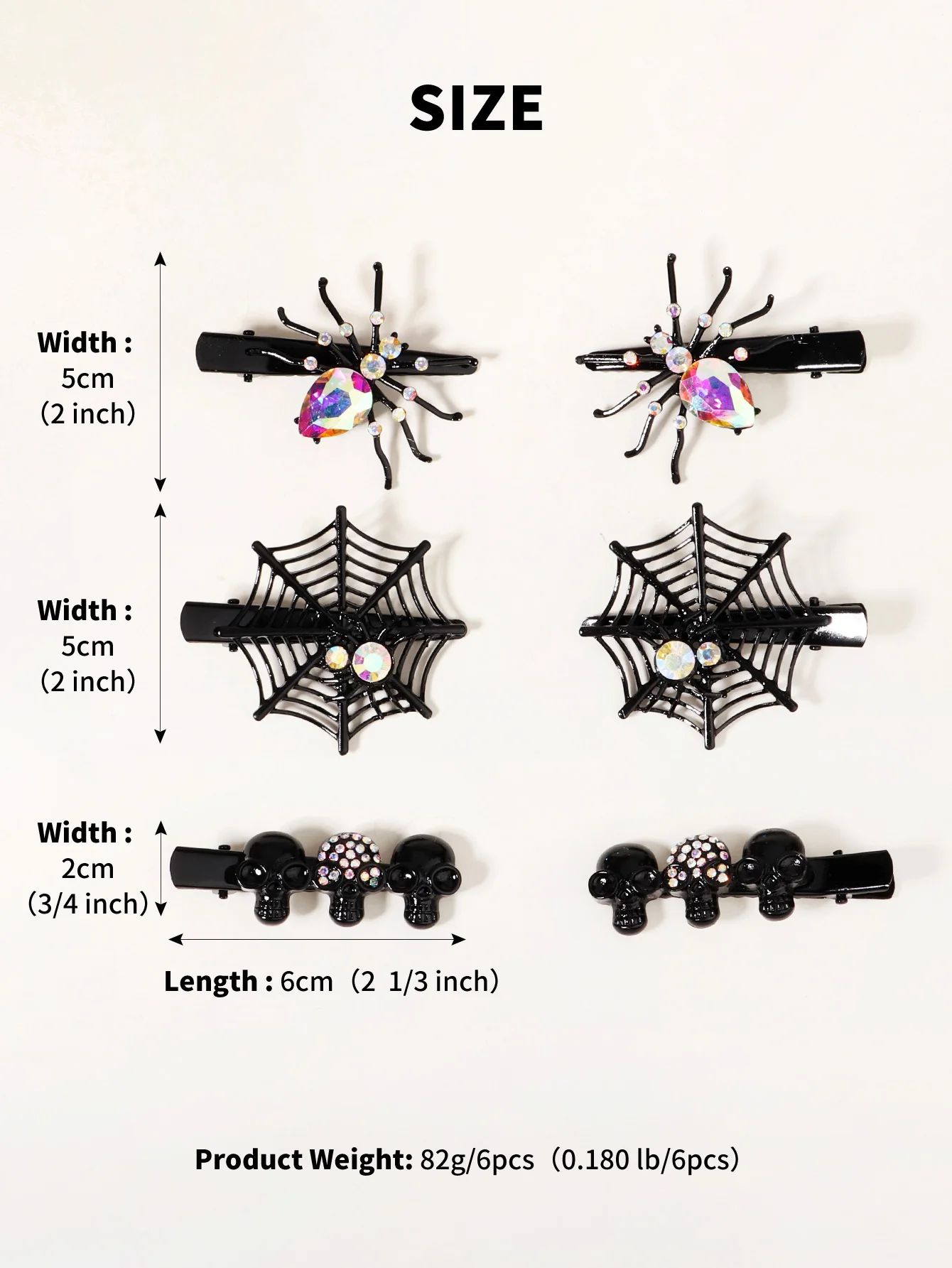 Gothic Punk Schwarze Spinne Tier Fledermaus Halloween Schädel Offenen Finger Ring Party Ring Ohrring Haar Clip Krone Tiara Haar Schmuck – Detail 1