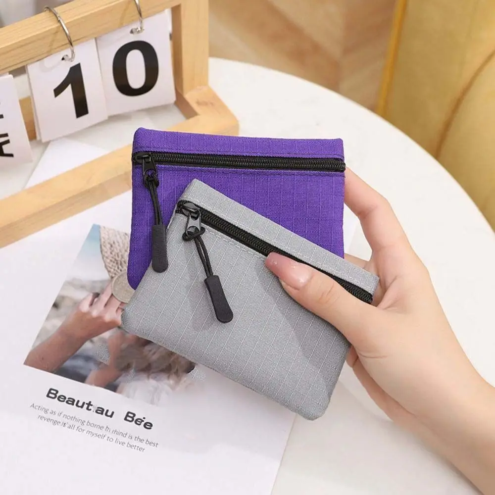 Oxford Cloth Small Zipper Coin Purse Unisex Solid Color Waterproof Card Storage Bag Coin Pocket Bag Wallets Small Item Pouch