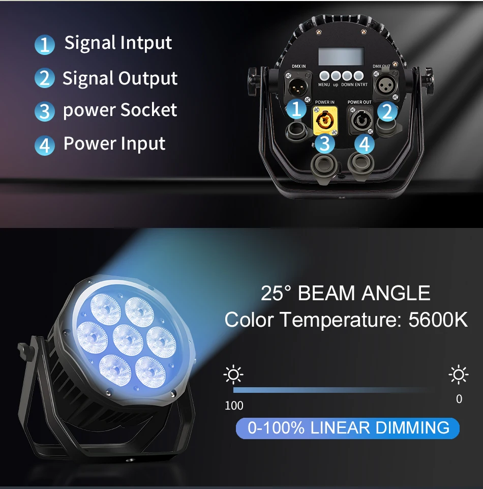 AICPOSE Waterproof LED 7x18W 6 in 1 Par Light DMX Effect Professional Stage DJ Christmas Public Color Light Outdoor Waterpro