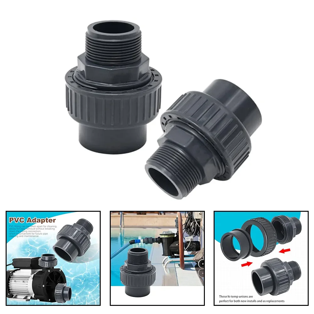 

2pcs Pool Pump Connector External Thread Union External Thread Quick Connector Garden Outdoor Supplies Accessories