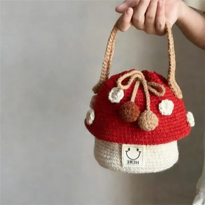 Handmade Knitting DIY Crochet Mushroom Shaped Handbag Material Package Single Shoulder Crossbody Bag Handmade Bag Material ZI748