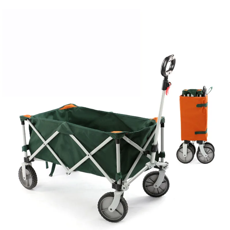 Bundled Folded Small Size Outdoor Folding Cart Camp Car Camping Picnic Four-wheel Trailer Fishing Rod Portable Shopping Cart