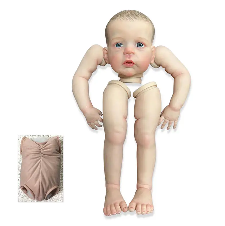 NPK 24nch Artist Hand-painted 3D Skin Doll Kit Reborn Sandie Unassembled with Body and Eyes Unpainted Dolls Kits