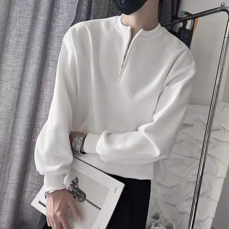 عارضة البريدي بلون ارتداء للعمل الرجال البلوز القطن عرق قميص باستيل جديد في الشارع الشهير بسيط الجمالية الذكور البلوز #6