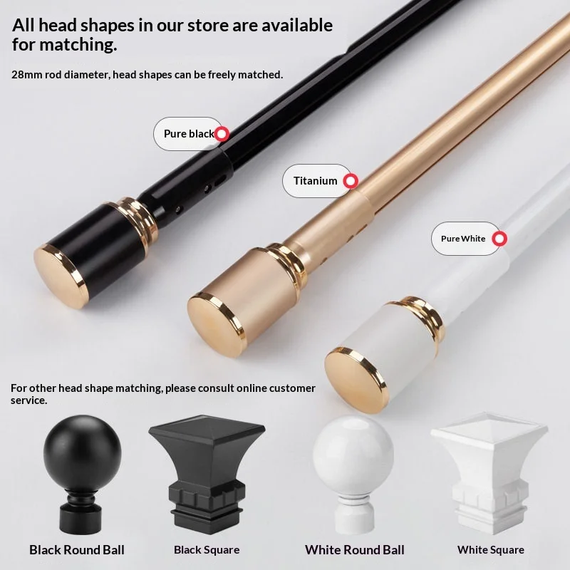 Customized Aluminum Motorized Curtain Rods Poles For Windows 28mm Diameter For Large Window Living Room Bedroom