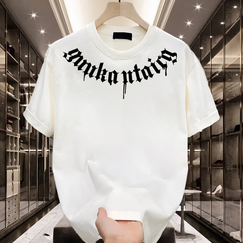 

Luxury summer high-quality short-sleeved for men's sportswear 2025 round-neck 100% pure cotton letter-print T-shirt