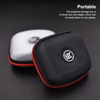 1PC KZ Earphone Bags PU Zipper Storage Box Portable Hold Storage Box Case Black Suitable Earphone Accessories Earbuds Card