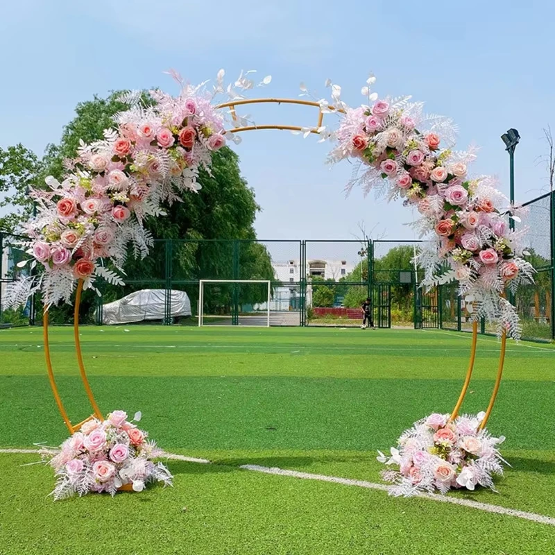 Outdoor Wedding Arch Iron Double Arches, Geometric Shelf, Artificial Flower Stand, Party Stage Backdrop Decor Arches