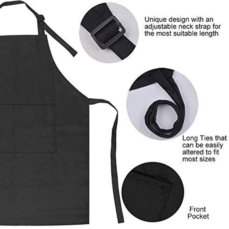 6 Pcs Kids Aprons And Hats Set Children Chef Aprons For Cooking Baking Painting Aprons White + Black + Red