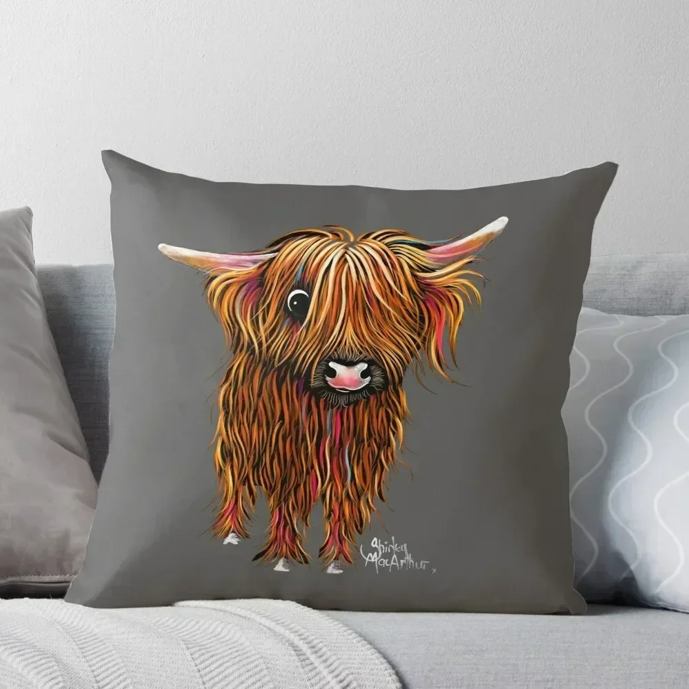 HiGHLaND CoW PRiNT SCoTTiSH ' PoRRiDGe oN GReY ‘ BY SHiRLeY MacARTHuR Throw Pillow Sofa Cushions pillow cover christmas pillow