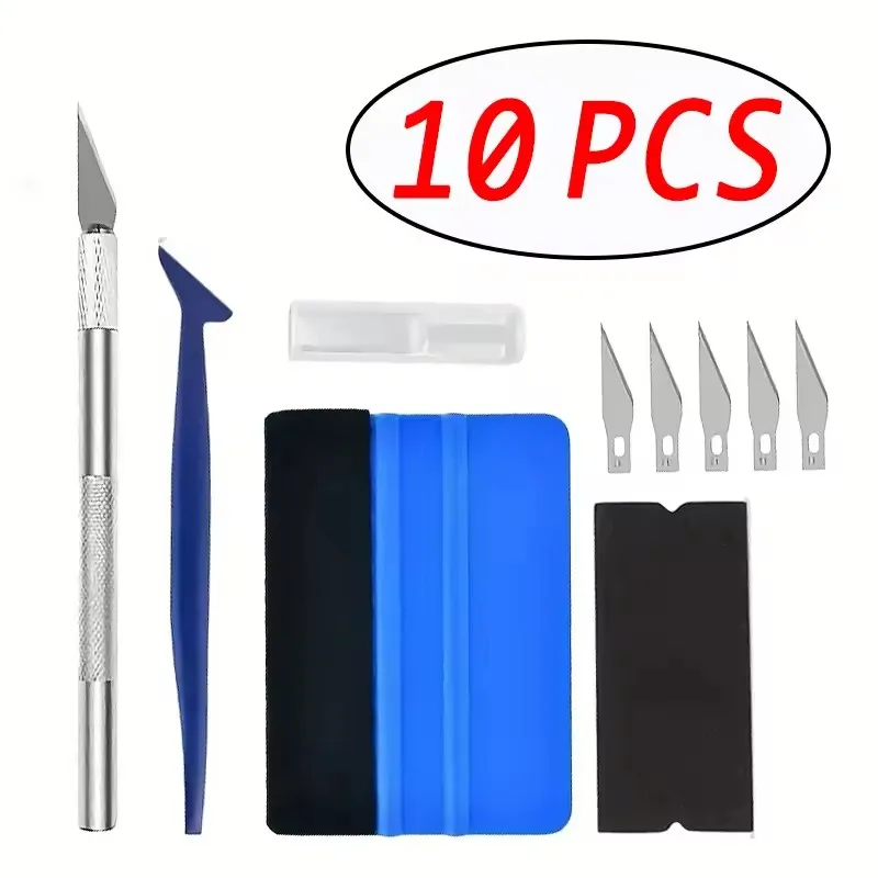 10 قطعة سيارة التفاف الفينيل أداة مجموعة عدة نافذة فيلم تينت أدوات العصي حافة المتقلب ورأى حافة ممسحة السيارات تثبيت احباط القاطع سكين #1