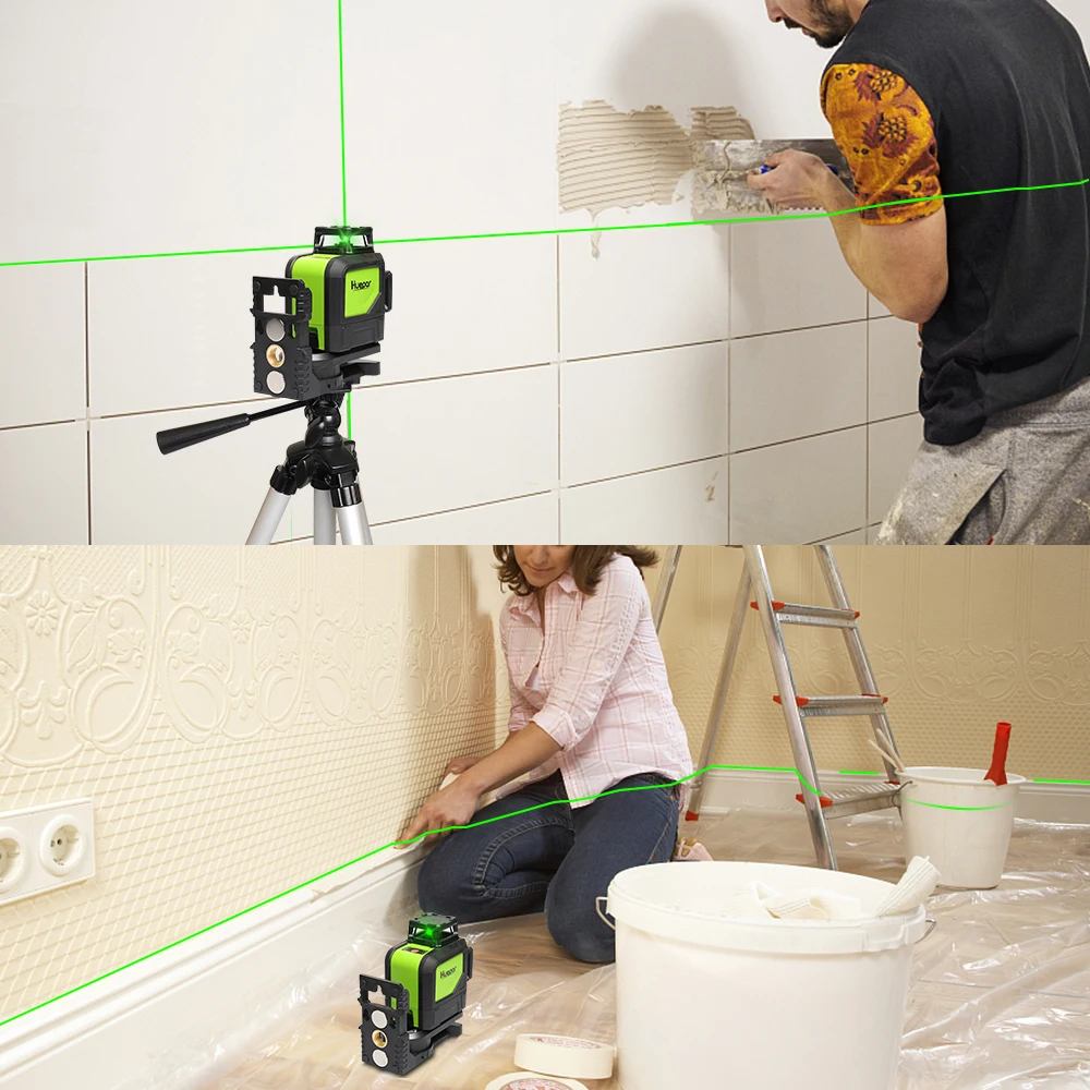 Imagem -04 - Huepar 902cg 360 Auto-nivelamento 3d Laser Nível Feixe Verde Poderoso Laser 3d 12 Linhas Laser Nível
