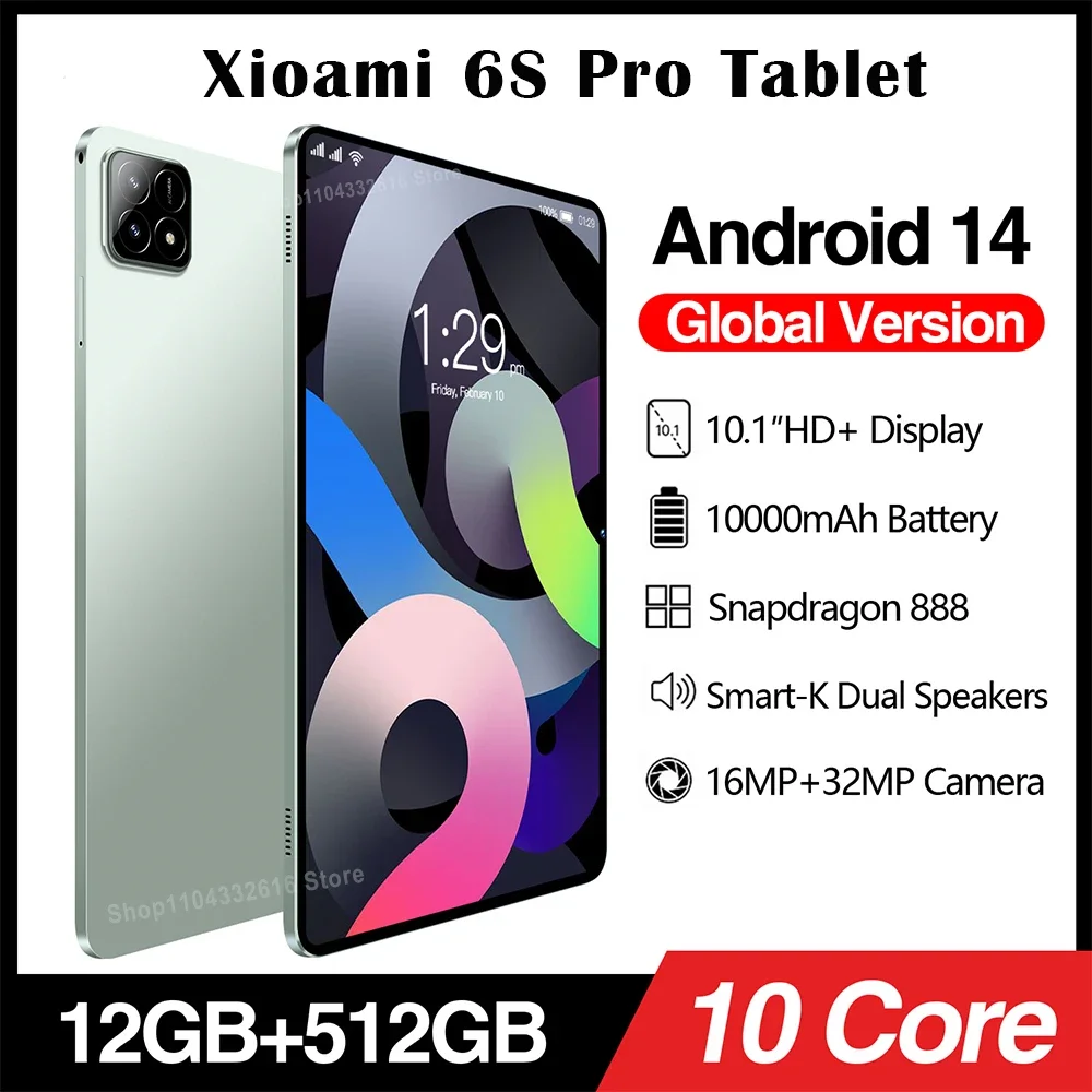 Оригинальный планшет XIOAMI Pad 6S Pro, 11 дюймов, Android 14 HD, 16 ГБ + 1 Т, 20000 мАч, 5G, двойная SIM-карта, телефонный звонок, BT, Wi-Fi, планшетный ПК