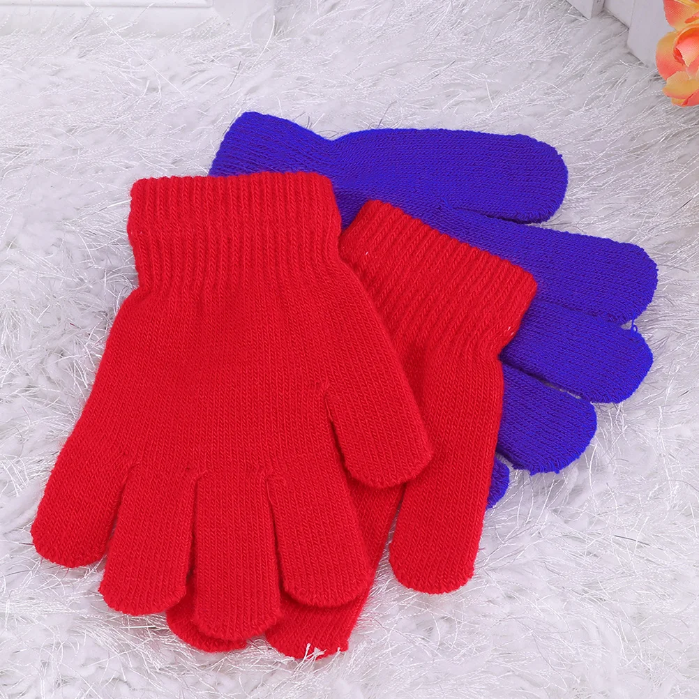 4 أزواج من قفازات التريكو الدافئة للجنسين بخمسة أصابع كاملة الأصابع بلون سادة قفازات شتوية خفيفة الوزن وقابلة للغسل للبرد في الهواء الطلق