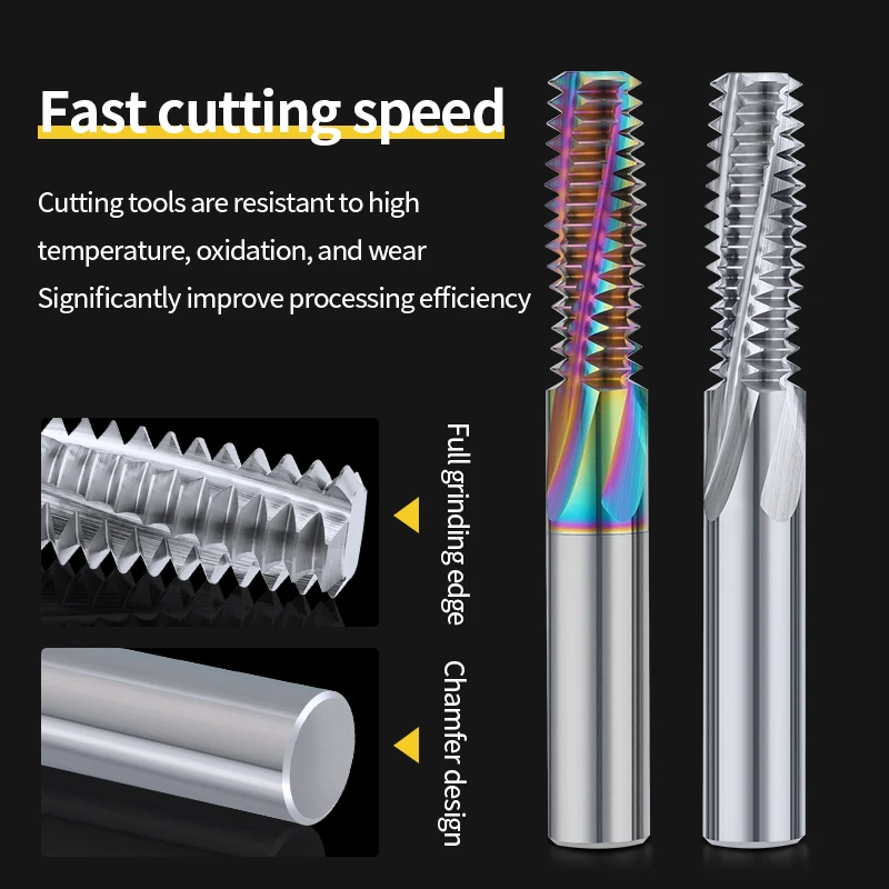 Imagem -04 - Alumínio Tungstênio Aço Liga Rosca Fresa Cortador Trident Bit Três Dentes Moinhos de Rosca cr Dlc M1-m16 Hrc65