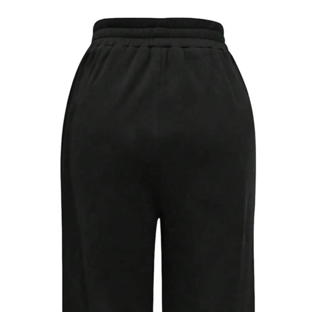 Para uso diário calças compridas femininas cor sólida estilo hip hop elástico de cintura alta calças largas senhoras solto ajuste calças casuais