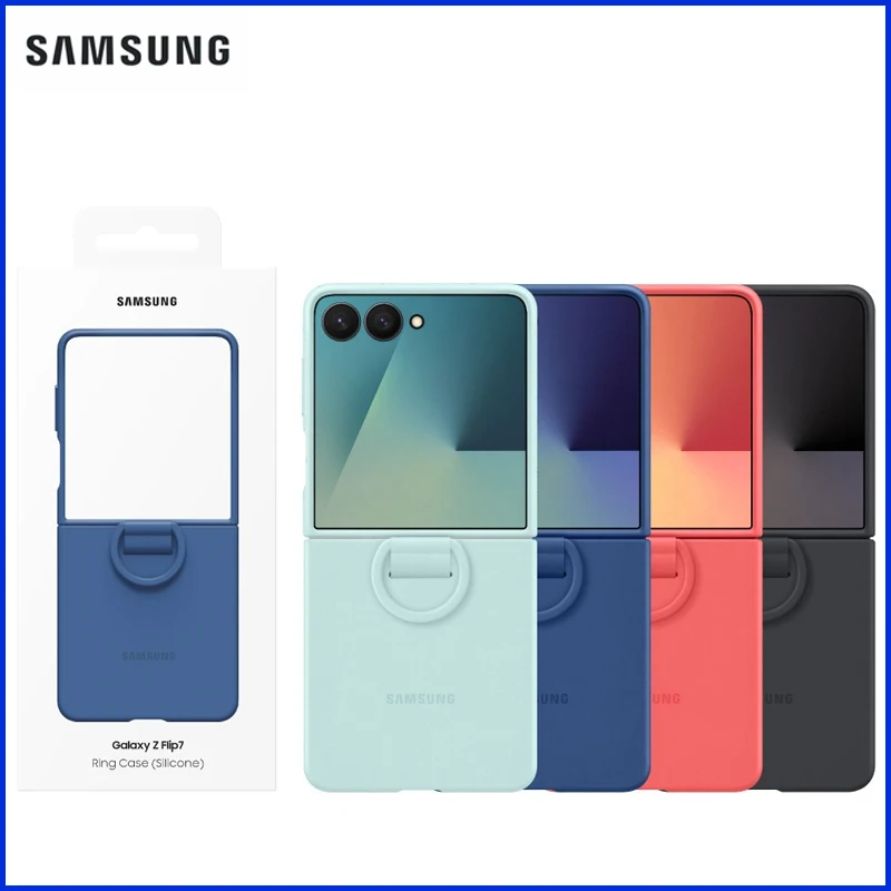 

Original Samsung Ring Case Silicone for Galaxy Z Flip7 EF-PF766 Built-In Ring Smartphone Protective Cover