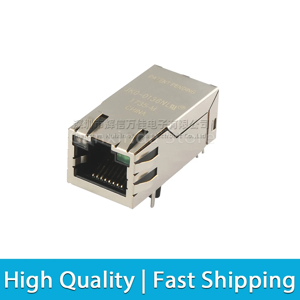 2pcs JK0-0136NL JKO-0136NL RJ45 Jack Tab UP Network Single Port LED Filter Interface Connector 16 Pin 100 Base-TX Fast Ethernet