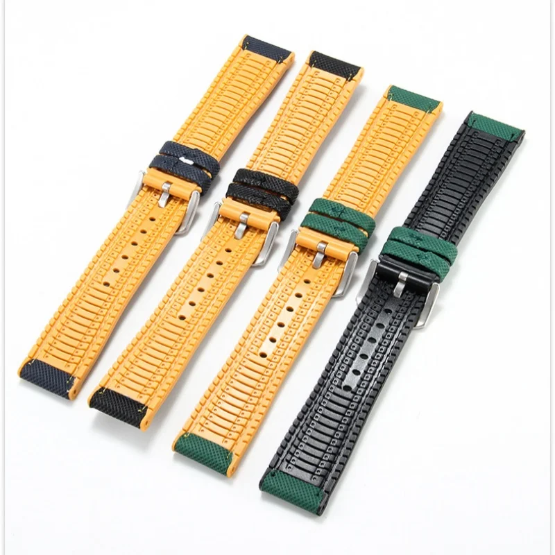 for IWC Pilot Mark Tissot Omega 18 Portuguese Tudor Breitling Nylon Rubber Bottom Watch Strap Watchband 20mm 22mm view 6