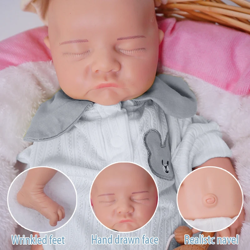 18-calowa Realistyczna Całopłetna Silikonowa Lalka Reborn Floppy 5.6lb Noworodek Otwarta Szczękka